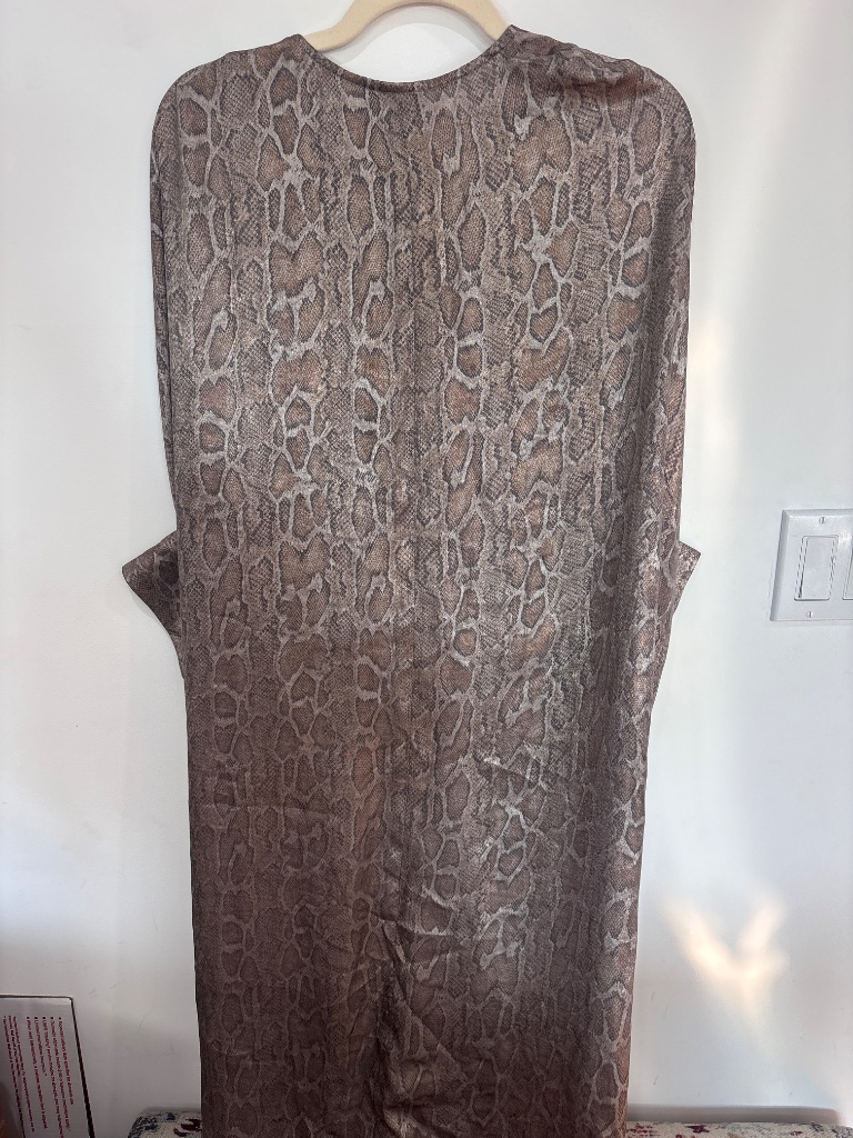& Other Stories Taupe Snake-Print Draped Mini Dress — image 6 of 6